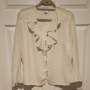 Judith Hart:  Cream Ruffle Blouse